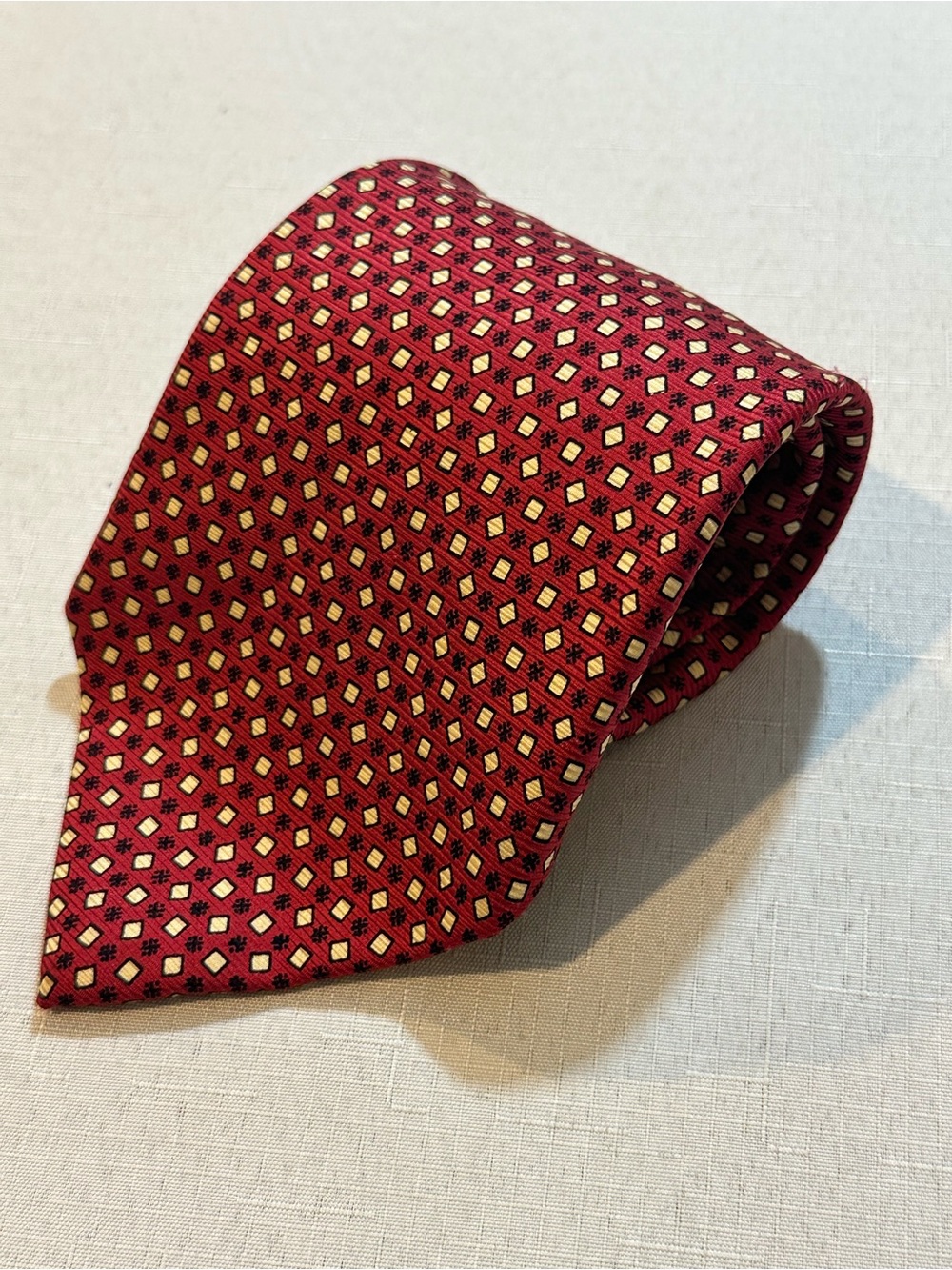 Vintage Polo Ralph Lauren Red Geometric Silk Tie USA
